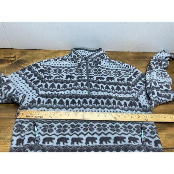 Chubbies Sweater Mens Size Small Gray Aztec Print Fleece Pullover 1/4 Zip - Picture 6 of 10